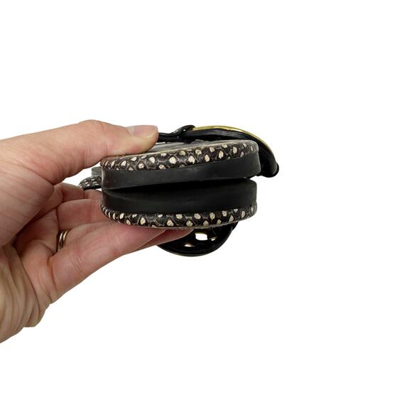 TORY BURCH Black Reptile Snake Gold Metallic Metal Miller Sandal Size 7 - Picture 8 of 10